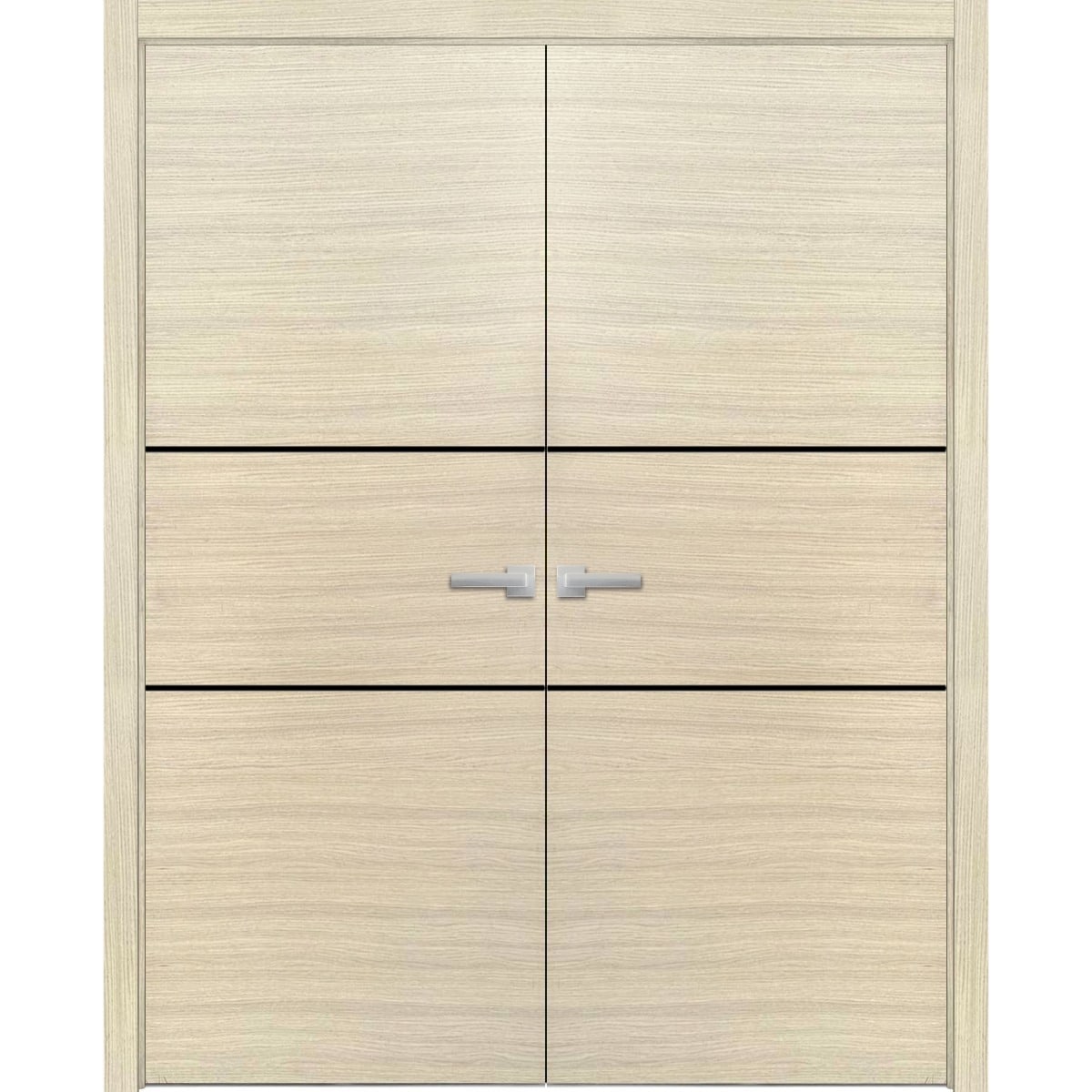 SartoDoors Planum 0014 | Interior French Doors Double French Door | Solid Wood | Hardware Set | 56x80, Natural Veneer