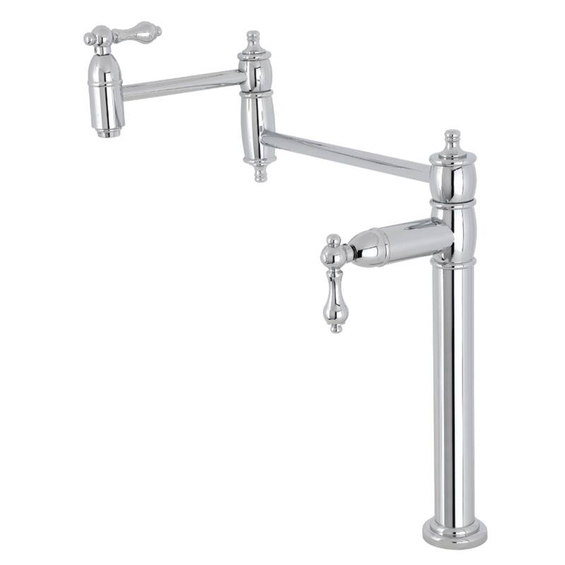 Kingston Brass Restoration Two-Handle 1-Hole Deck Mount Pot Filler Faucet - Polished Chrome