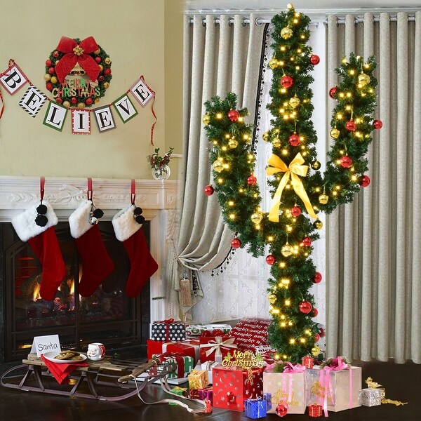 Costway 7ft Pre Lit Artificial Cactus Christmas Tree W Led Costway 7ft Pre Lit Artificial Cactus Christmas Tree W Led Lights And Ball Ornaments