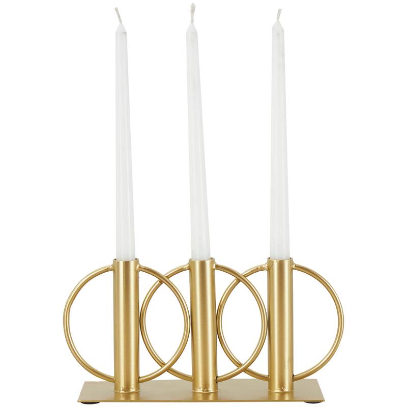 Gold or Black Metal Overlapping Circular Ring Candelabra