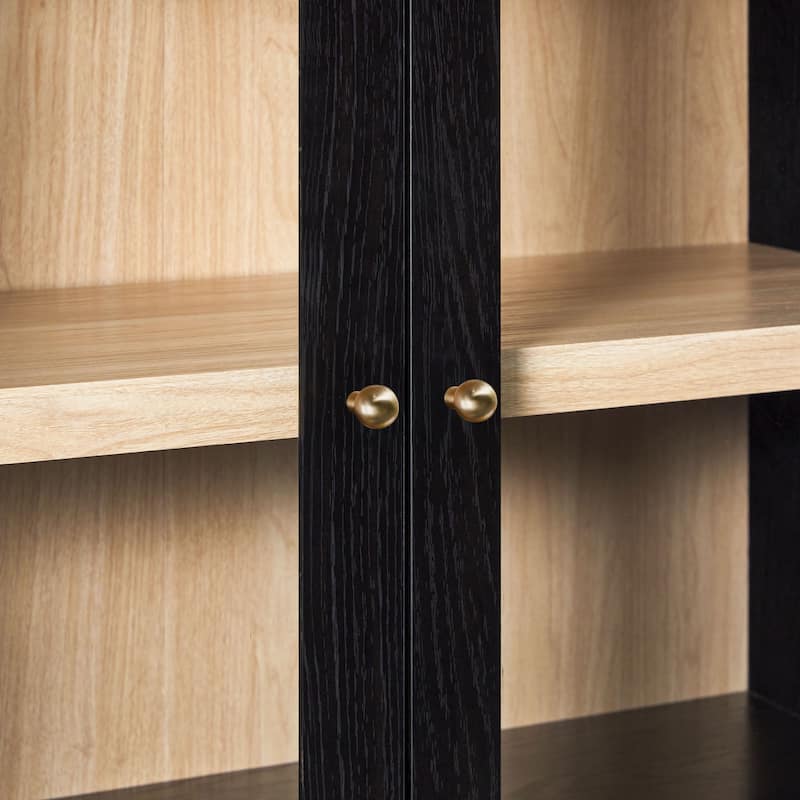 Walker Edison Modern Arched MDF Bookshelf Cabinet with Tall Glass Doors