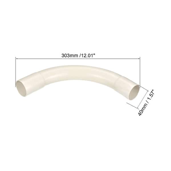PVC Water Pipe Elbow Fitting 40mm ID 305mm Length Tube Adapter, White