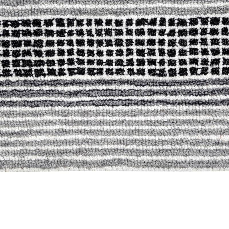 George Towne Living Stylish Lines Luxury Handmade Abstract Wool Area Rug