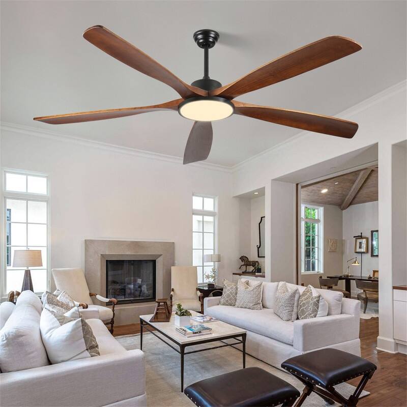 72" Large Ceiling Fan with Remote Control and Light with Three-Color Dimming