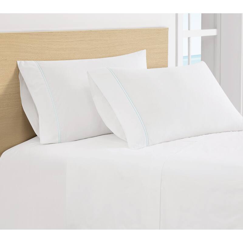 SCOUT Pick Stitch Cotton Percale Sheet Set