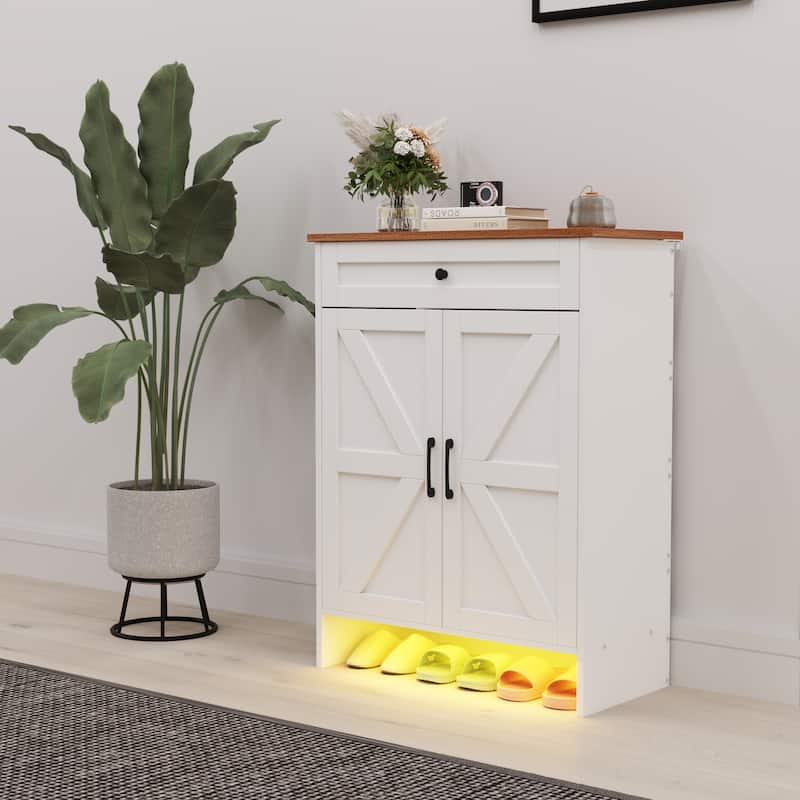 Moasis Shoe Storage Cabinet with Drawers Entryway Shoe Storage - Cream