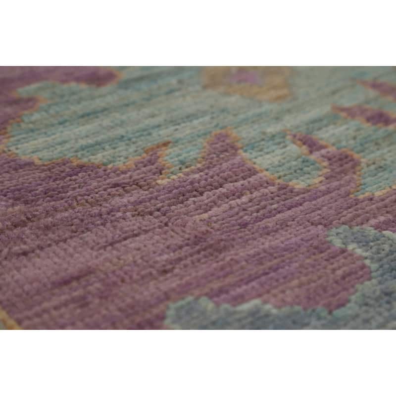 Hand Knotted Oriental 100% Wool Carpet Transitional All-Over Green Oushak Area Rug - 12' 0'' X 9' 1''