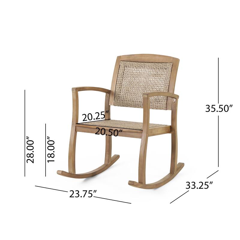 Welby Outdoor Acacia Wood and Wicker Outdoor Rocking Chair by Christopher Knight Home