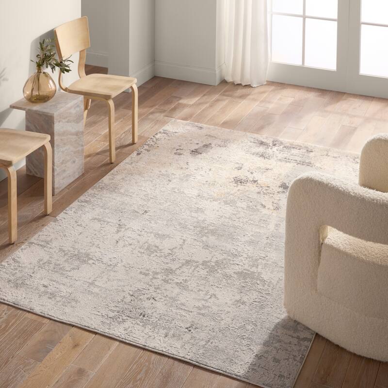 Rione Abstract Gray/Cream Rug - 3' 11" x 5' 11" - Rectangle