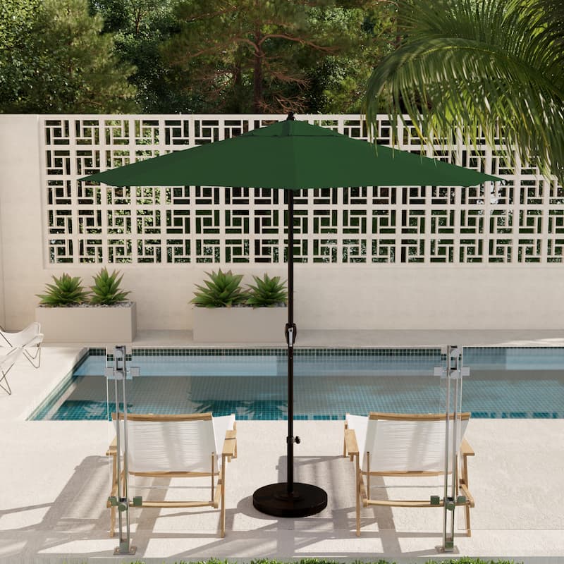 North Bend 9-foot Crank Open Auto-tilt Bronze Finish Patio Umbrella by Havenside Home (Base not included) - Hunter Green