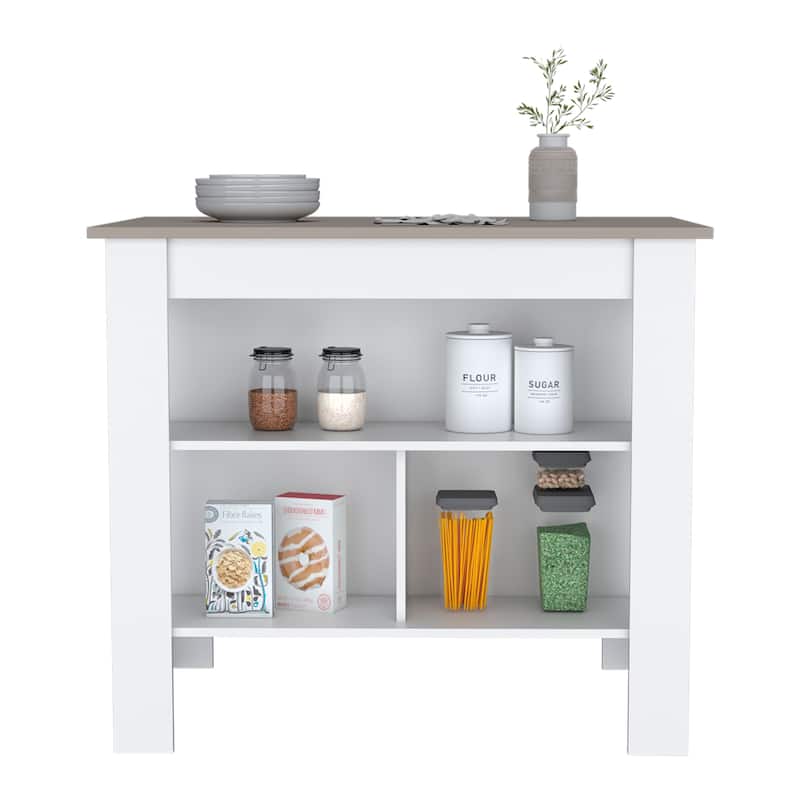 Cortes Kitchen Island 2-Tier Shelf 40" Width and large Work Top