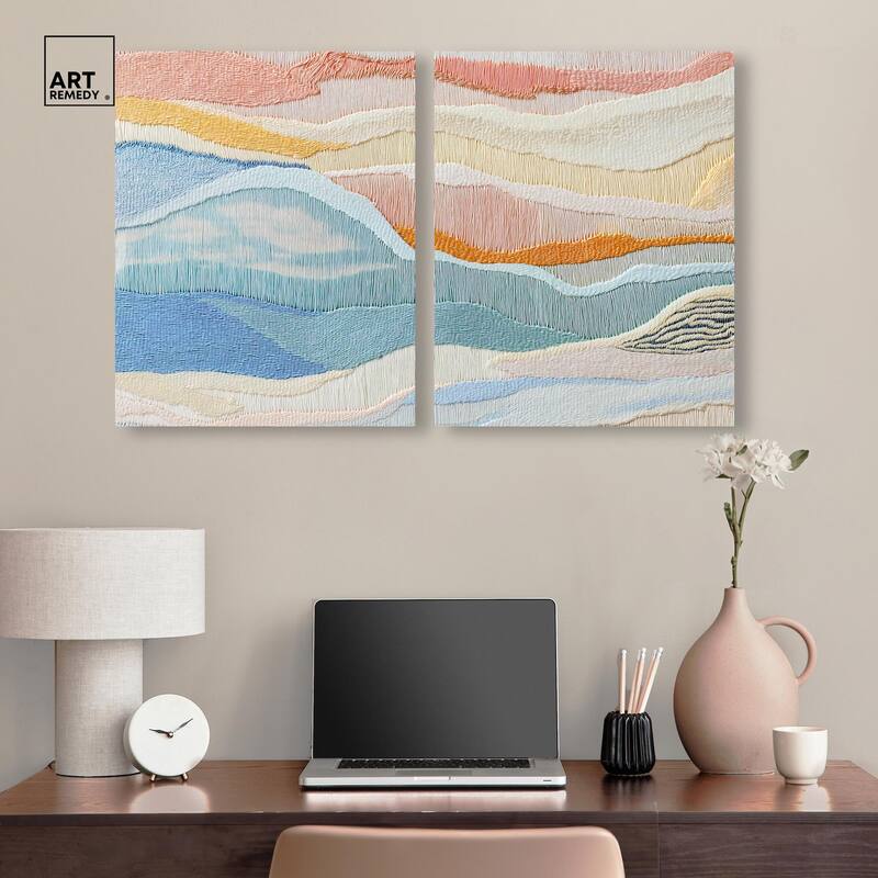 Morning Calm I Canvas Set of 2 by Art Remedy, Gallery Wrapped