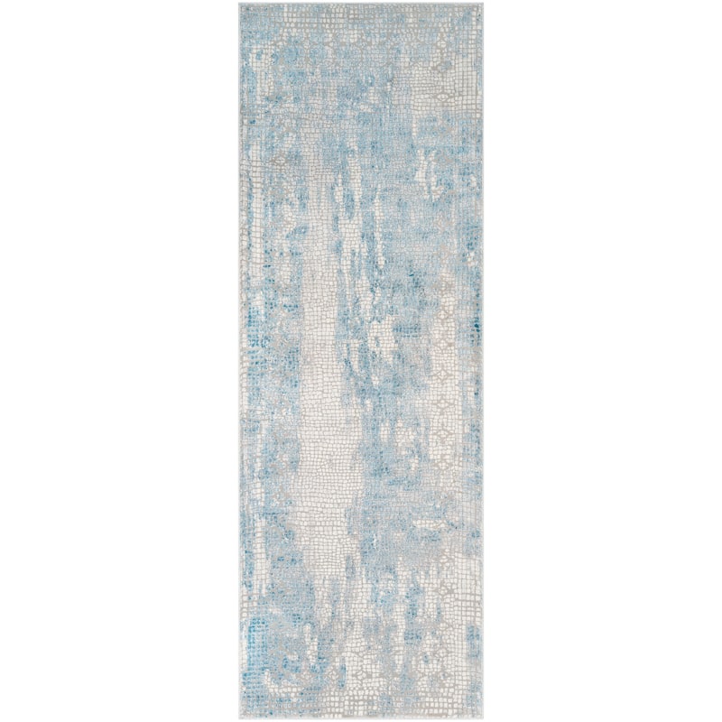 Livabliss Modern & Contemporary Aisha Abstract Area Rug - 2'7" x 7'7" - Sky