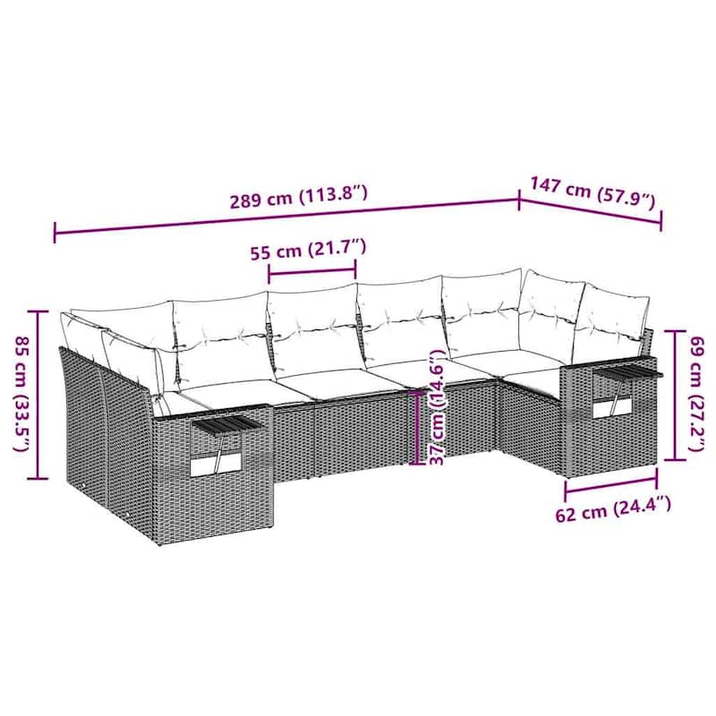 vidaXL Garden Sofa Set - 24.4 x 33.5 x 27.2