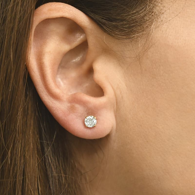 3ct TDW Diamond Studs Yellow Gold Lab Grown Screw Back Earrings