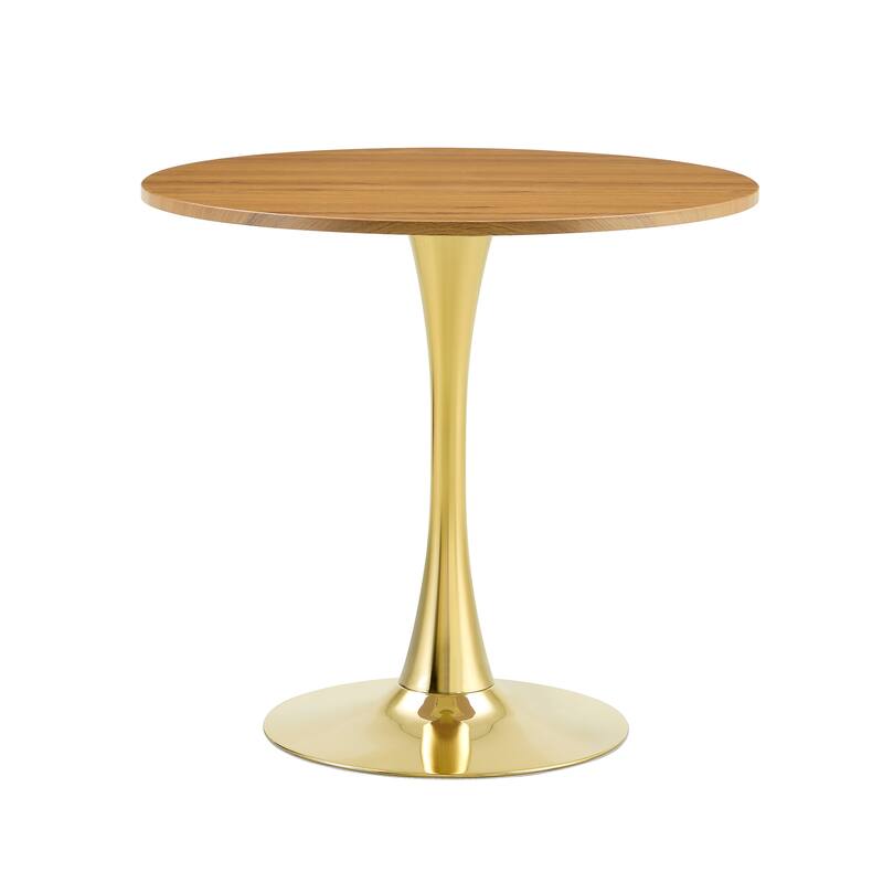 Round Thickened Table Top Coffee Table, Metal Pedestal Side Table Modern Bistro Table