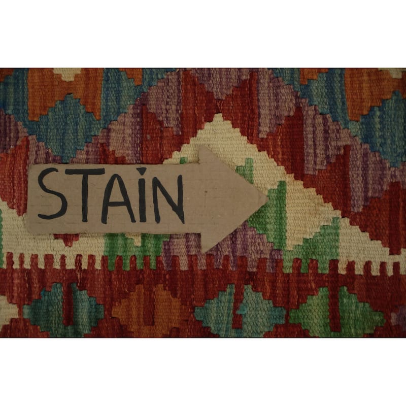 Hand Woven Oriental 100% Wool Carpet Southwestern Tribal Multi-Colored Kilim Area Rug - 4' 0'' X 2' 11''