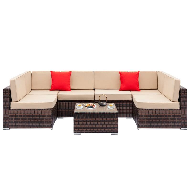 Gereja PE Rattan 7-piece Outdoor Sectional Sofa Set by Havenside Home