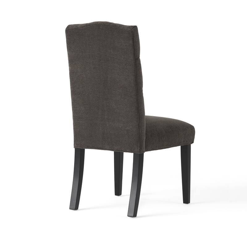 Modern Dining Chairs Tufted Dining Chairs with Tufted Back and Crown Top, for Dining Rooms, Set of 2, Dark Grey