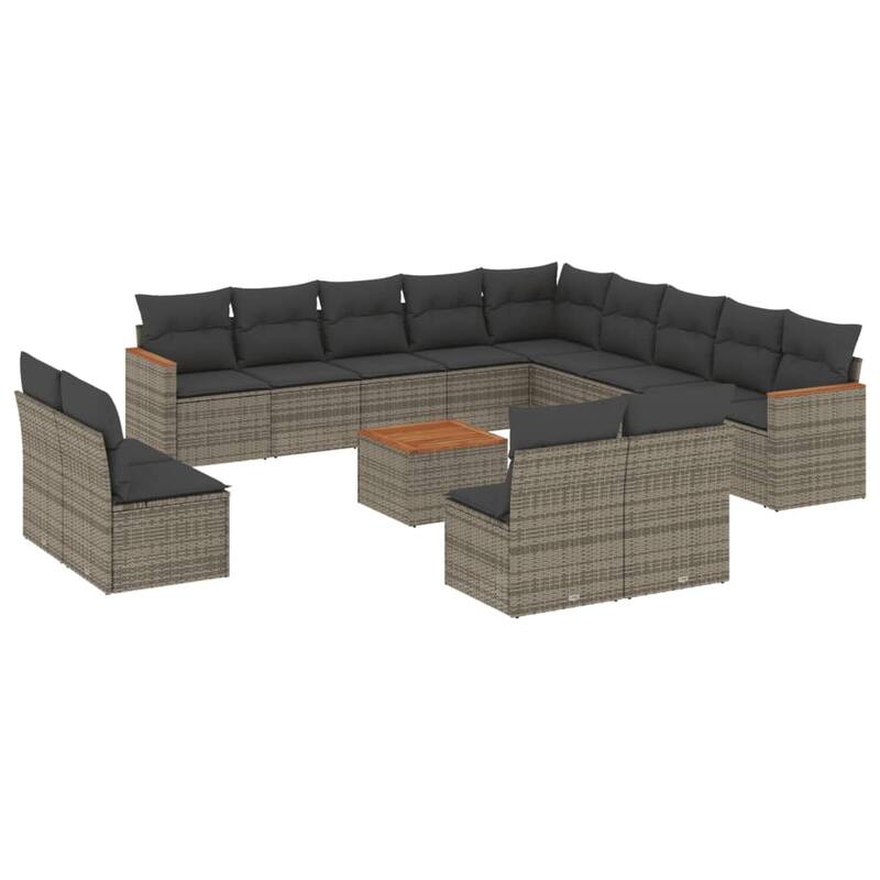 vidaXL Patio Sofa Set with Cushions Outdoor Conversation Furniture Poly Rattan - 24.4 x 24.4 x 27.2 in