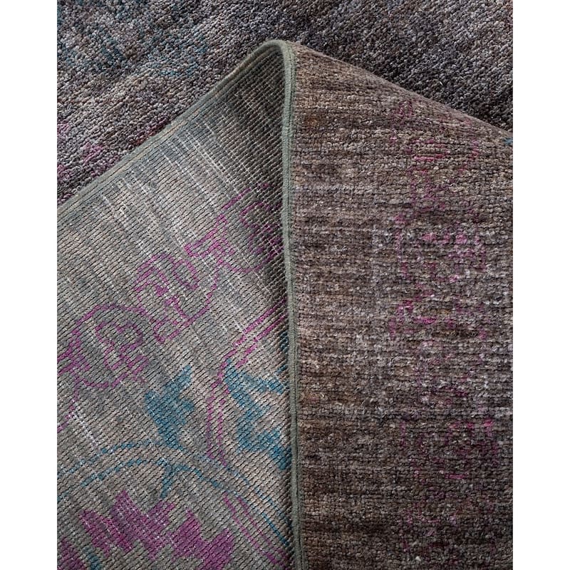 Overton Hand Knotted Wool Vintage Inspired Modern Contemporary Overdyed Gray Area Rug - 9' 1" x 11' 9"