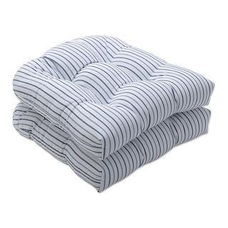 Pillow Perfect Outdoor - Indoor Pretty Witty Reef Square Corner Chair Cushions, Blue, 14.4" X 18" X 3