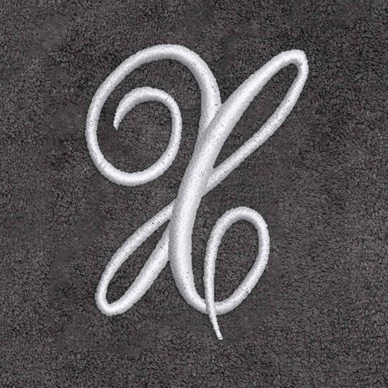 Avanti Linens Granite/Silver Script Monogram Bath Towel Letter X - Bath Towel