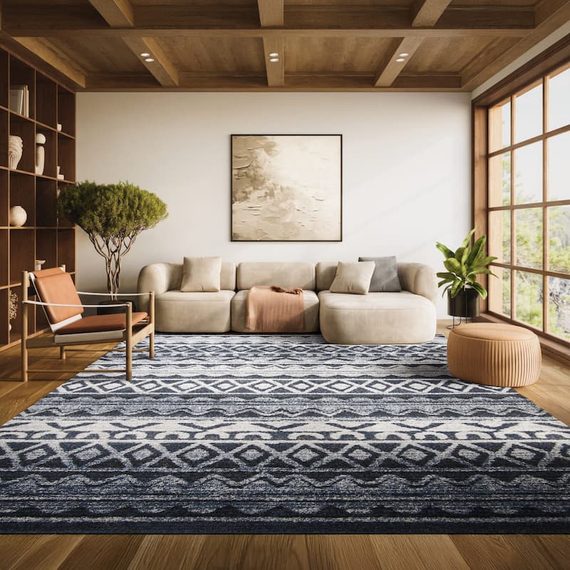 SAFAVIEH Adirondack Hiyam Moroccan Boho Rug - 9' x 12' - Ivory/Navy