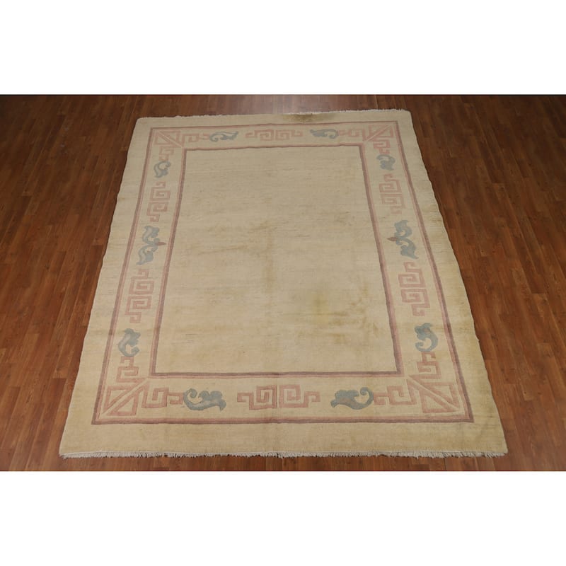Nepalese Oriental Vintage Area Rug Hand-Knotted Wool Carpet - 7'9" x 9'4"