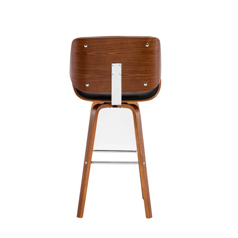 Porthos Home Oma Swivel Bar Stool, PU Leather, Wooden Legs with Footrest