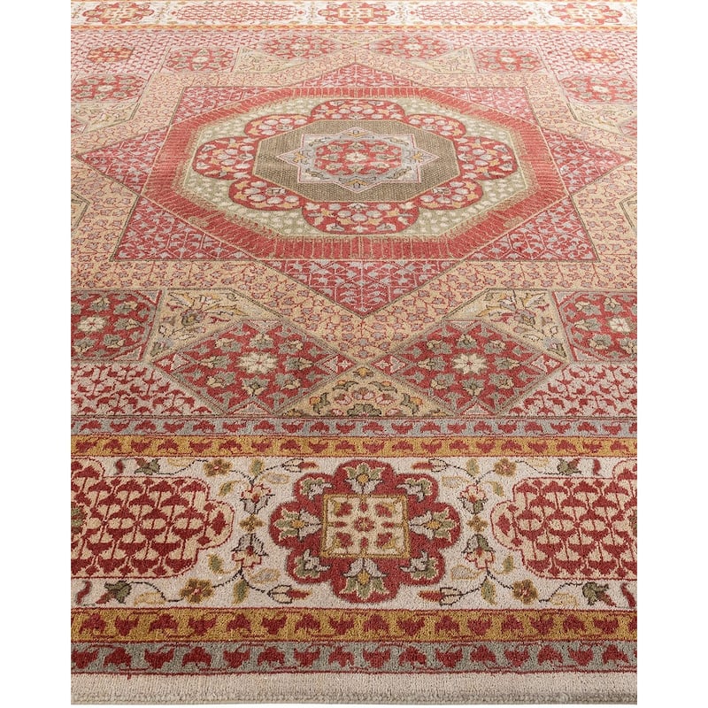 Ikat One-of-a-Kind Hand-Knotted Area Rug - White, 9' 1" x 12' 2" - 9' 1" x 12' 2"