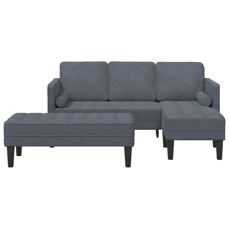 vidaXL Garden Sofa L-Shaped Black/Dark Grey/Light Grey Velvet - 68.1 x 51.6 x 26.4