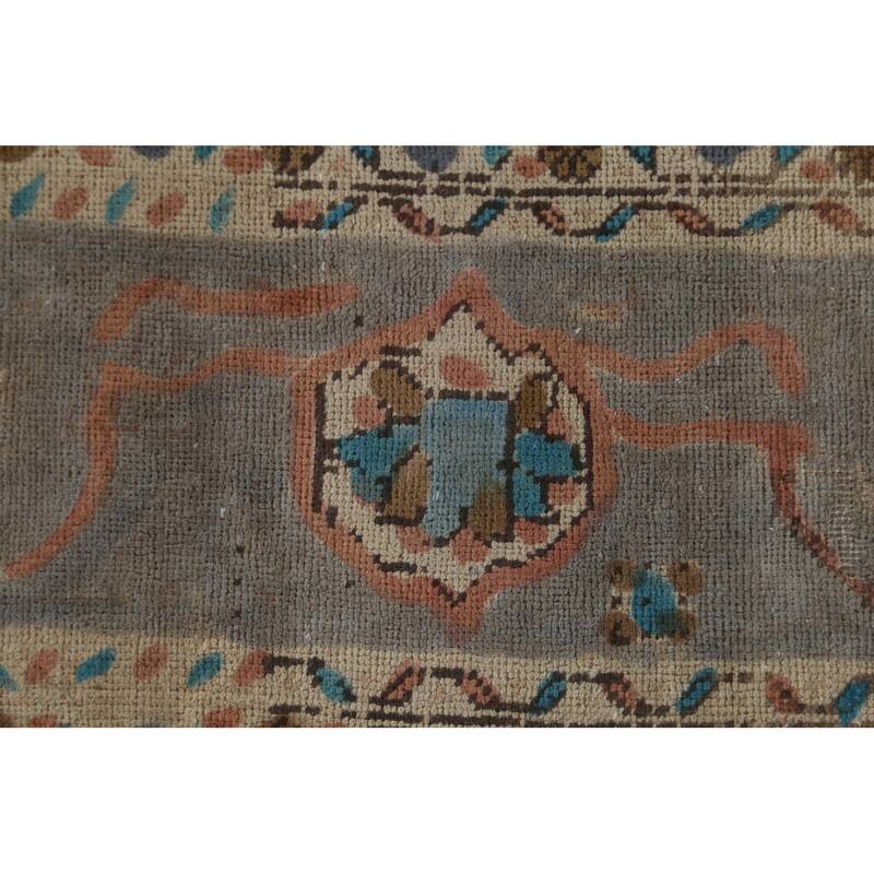 Blue Over-Dyed Tabriz Persian Vintage Rug Hand-Knotted Wool Carpet - 6'9"x 9'9"