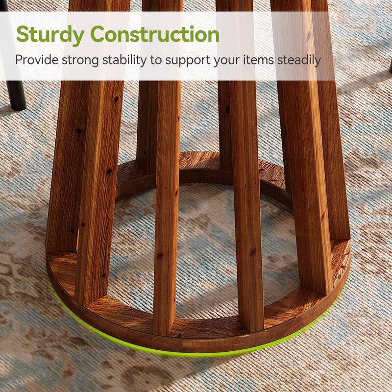 37" H Modern Round Solid Wood Bar Table