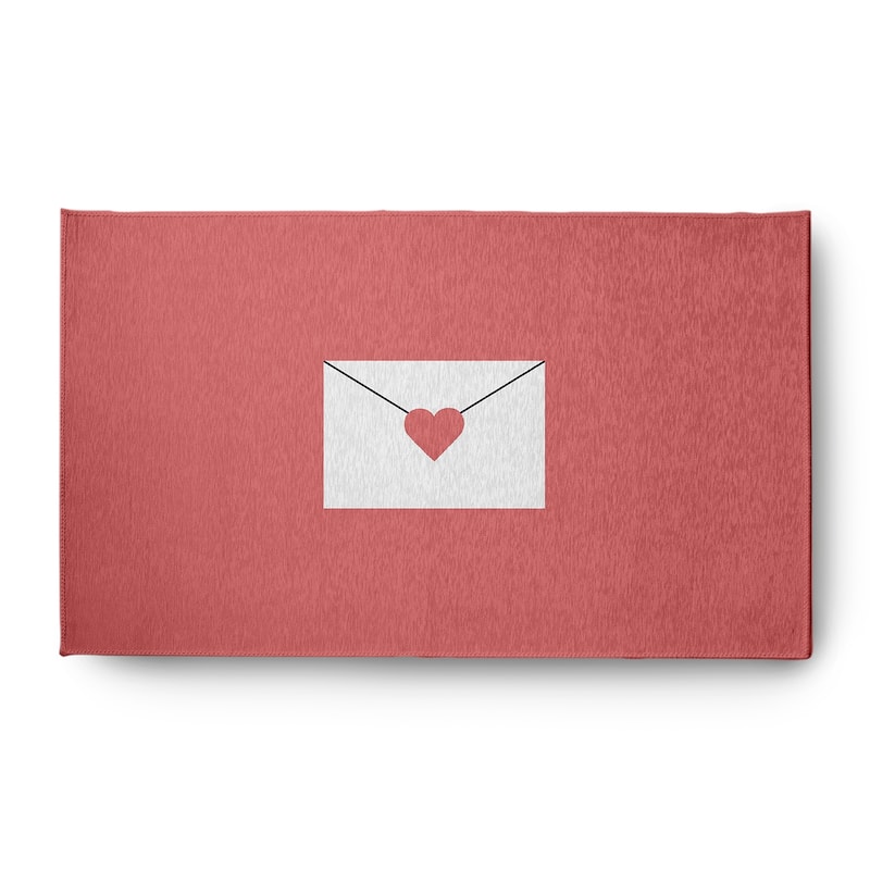 Love Letter Valentines Chenille Indoor/Outdoor Rug - Coral - 3' x 5'
