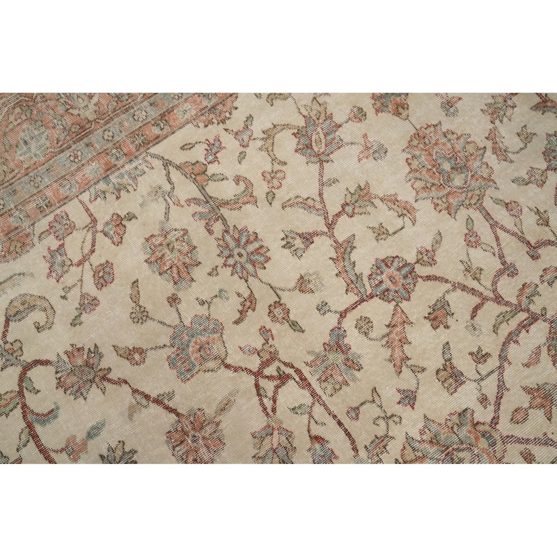Hand Knotted Oriental 100% Wool Carpet Traditional All-Over Beige & Ivories Tabriz Area Rug - 11' 2'' X 9' 5''