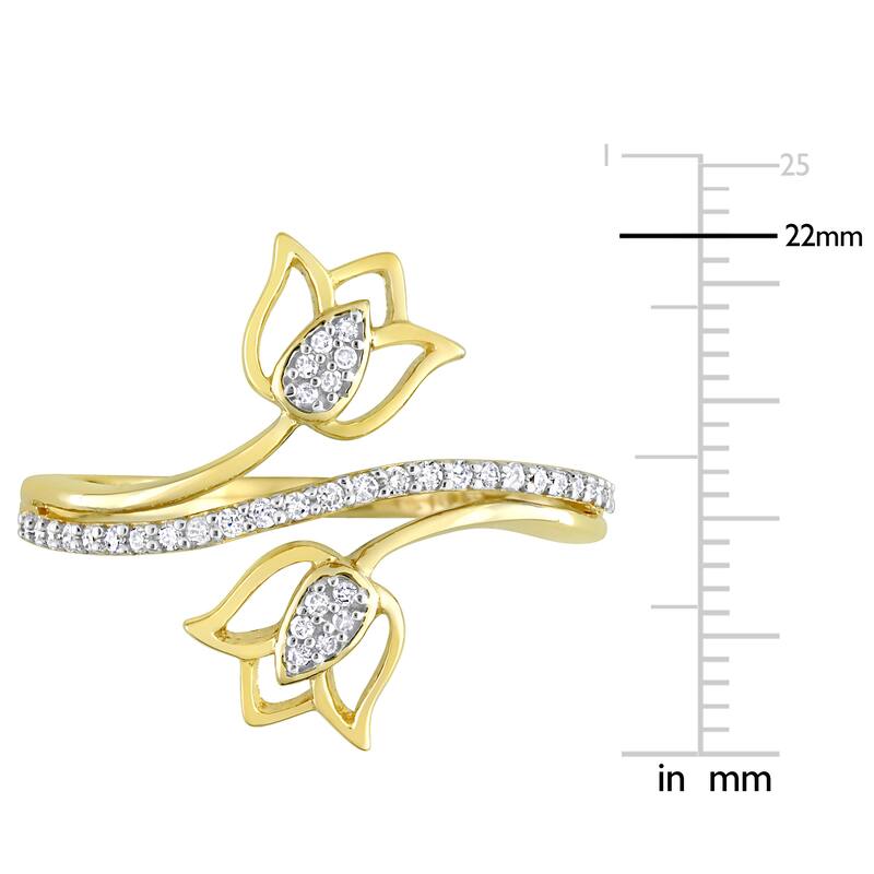 Miadora 1/6ct TDW Diamond Bypass Lotus Ring in 10k Yellow Gold