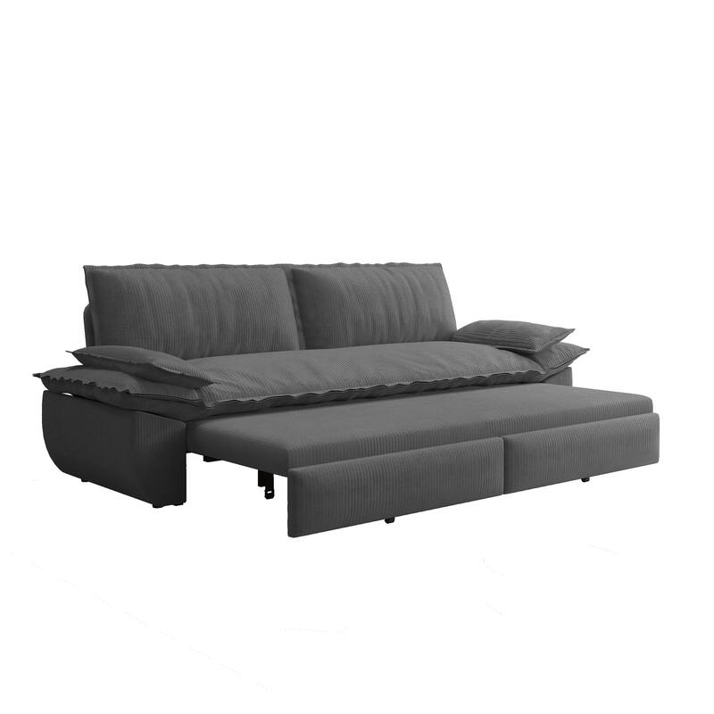 GDFStudio - Corduroy 73.2" 3-in-1 Convertible Pull Out Sofa Bed
