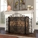 preview thumbnail 2 of 14, Black Metal Foldable Mesh Netting 3 Panel Scroll Fireplace Screen