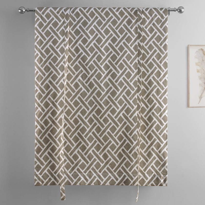 Exclusive Fabrics Martinique Printed Cotton Room Darkening Tie-Up Window Shades - 46 X 63