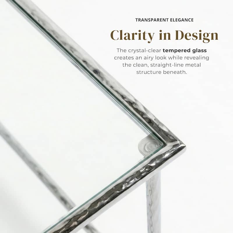 Furniture of America Zayen Modern Hammered Metal 1-Shelf Side Table