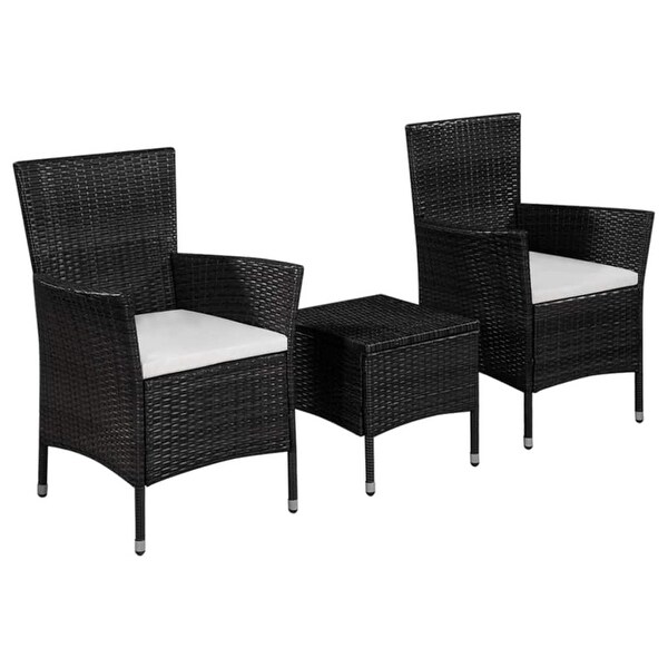 vidaXL 3 Piece Bistro Set Poly Rattan Black 16.1