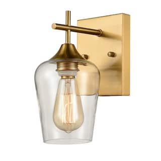 Angers Modern Simplicity 1-Light Clear Glass Wall Sconce Industrial Bathroom Vanity Lighting