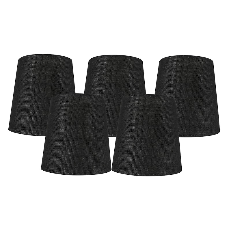 MERIVILLE Linen Clip On Chandelier Lamp Shades, 4-inch by 5-inch by 5-inch - Set of 5 - Black