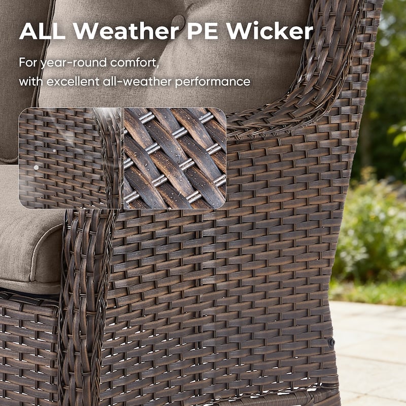 Pocassy Outdoor Patio Wciker Sofa Furniture Set of Chair Table.