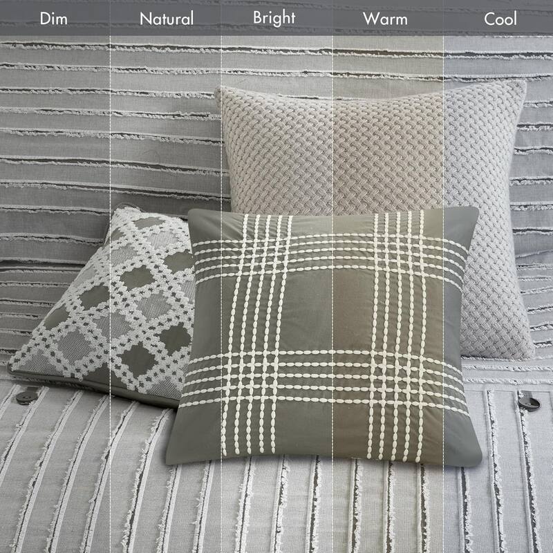 Madison Park Signature Essence Oversized Cotton Clipped Jacquard Comforter Set with Euro Shams and Throw Pillows