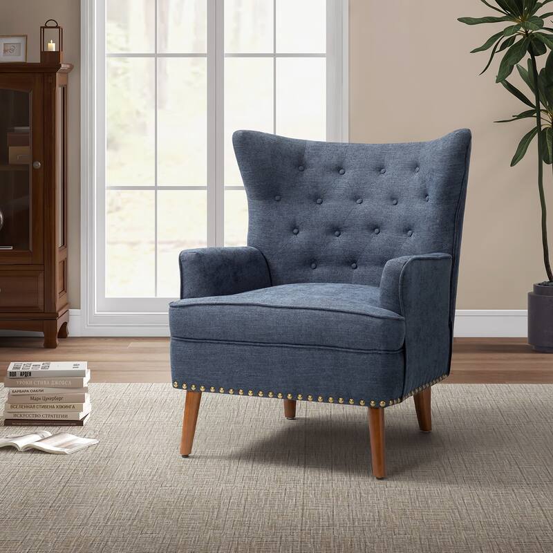 Alpheus Accent Armchair with Nailhead Trim by HULALA HOME - NAVY