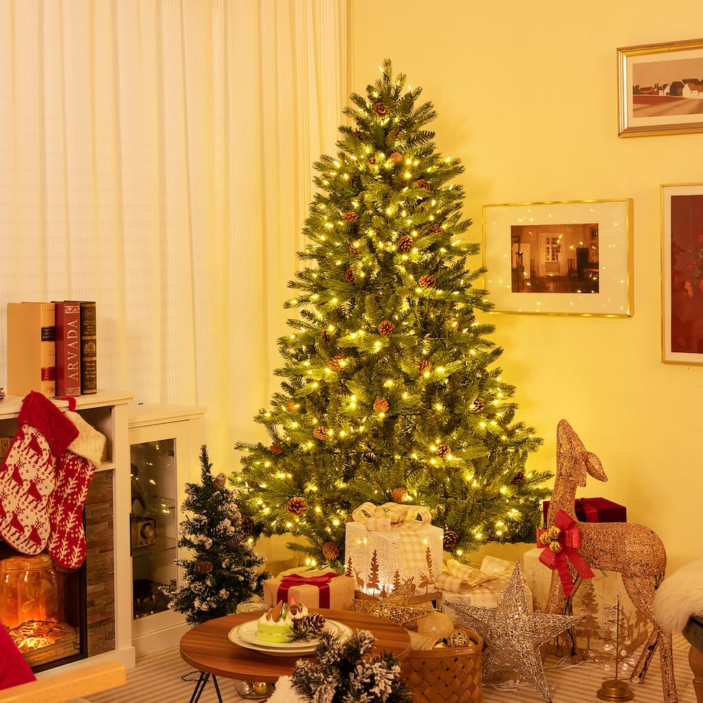 Gymax 6 FT Pre-Lit Hinged Xmas Tree 3-Minute-Setup Artificial