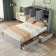 preview thumbnail 4 of 10, Queen Size Platform Bed with 4 Under-bed Drawers and Storage Headboard, Solid Wood Construction