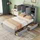 preview thumbnail 4 of 18, Queen Size Platform Bed with Storage Headboard and 4-Drawers, Grey